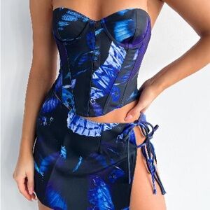 WHITE FOX Taking Flight Mini Skirt - Sapphire Morpho